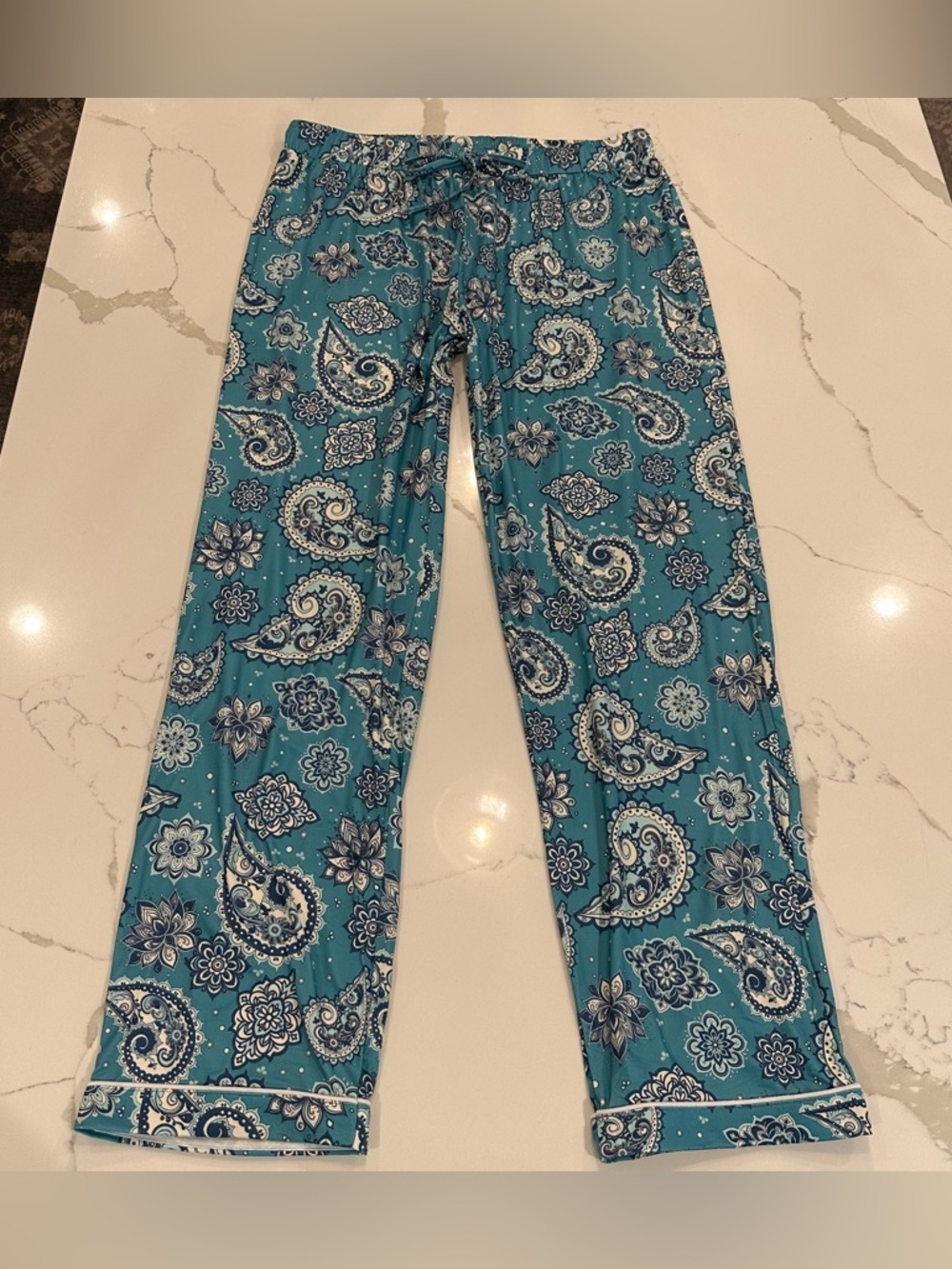 Buttery Soft Teal Paisley Long Sleeve Pajama Set Women L Green Loungewear Cozy - Picture 8 of 11